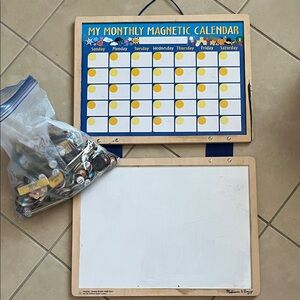 Melissa & Doug Blue and Natural Monthly Magnetic Calendar & Dry-Erase Board Set